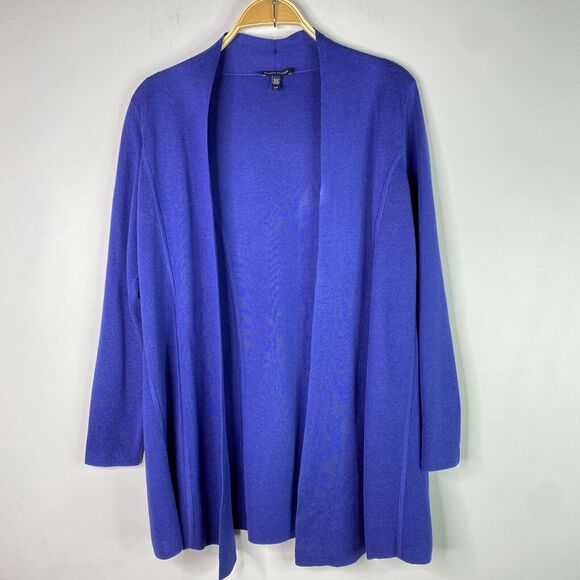 Eileen Fisher Silk Cotton Navy Open Front‎ Cardigan Sweater Size S - Picture 1 of 6